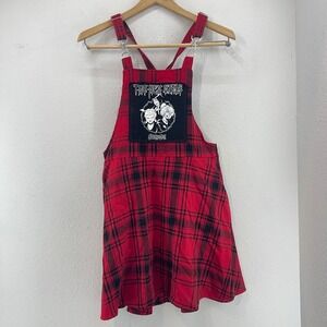 Scooby Doo The Hex Girls Plaid Overall Dress XS Red Black Tartan Plaid Punk Goth